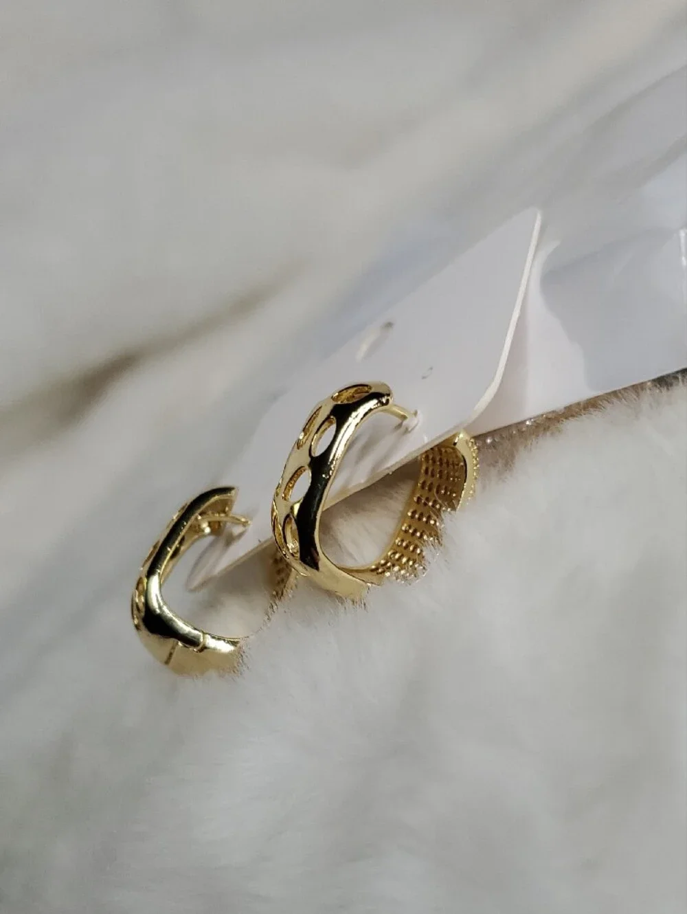 Fashion Jewelry Gold-Tone Pavé Rectangle Clip Hoop Earrings